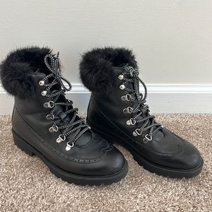 Charles David Faux Fur combat boot